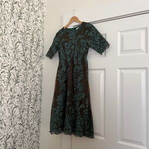 Green Embroidered Tulle Dress (JessaKae, XS)